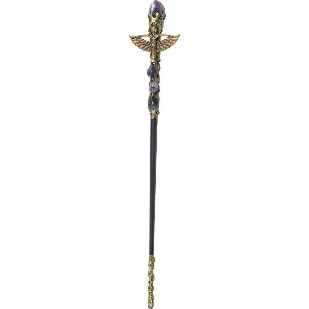 Baguette Magique-Métal Or Isis avec Améthyste 31,75 cm