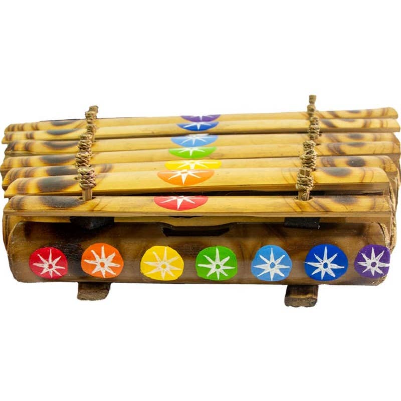 Xylophone en bambou peint à la main Chakras 11"X13"