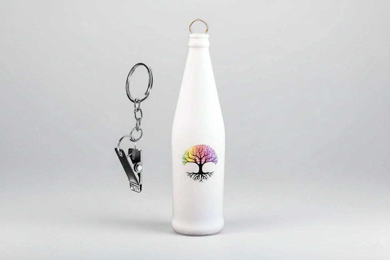 Brûleur d'encens en verre en forme de bouteille - Arbre de vie chakra 11"