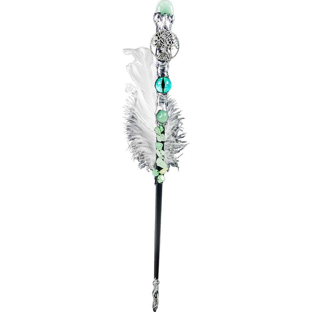 Baguette Magique-Avventurine Verte-Œil de Dragon Bleu\&amp;Arbre 12,5"L