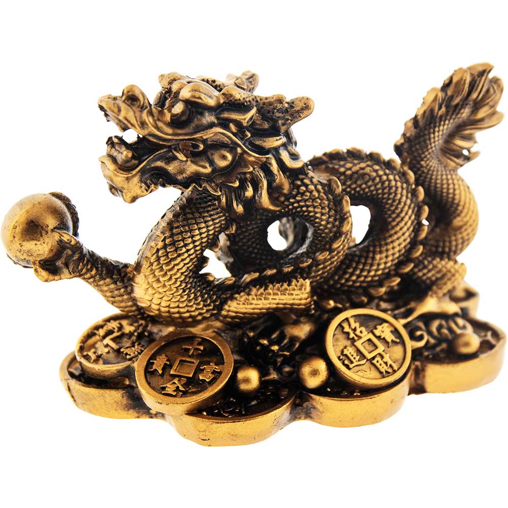 Resine-Dragon Prosperite-Dore 3.25"x2"h