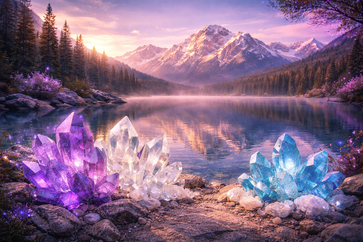 Cristaux et lac - Les Cristaux du Lac